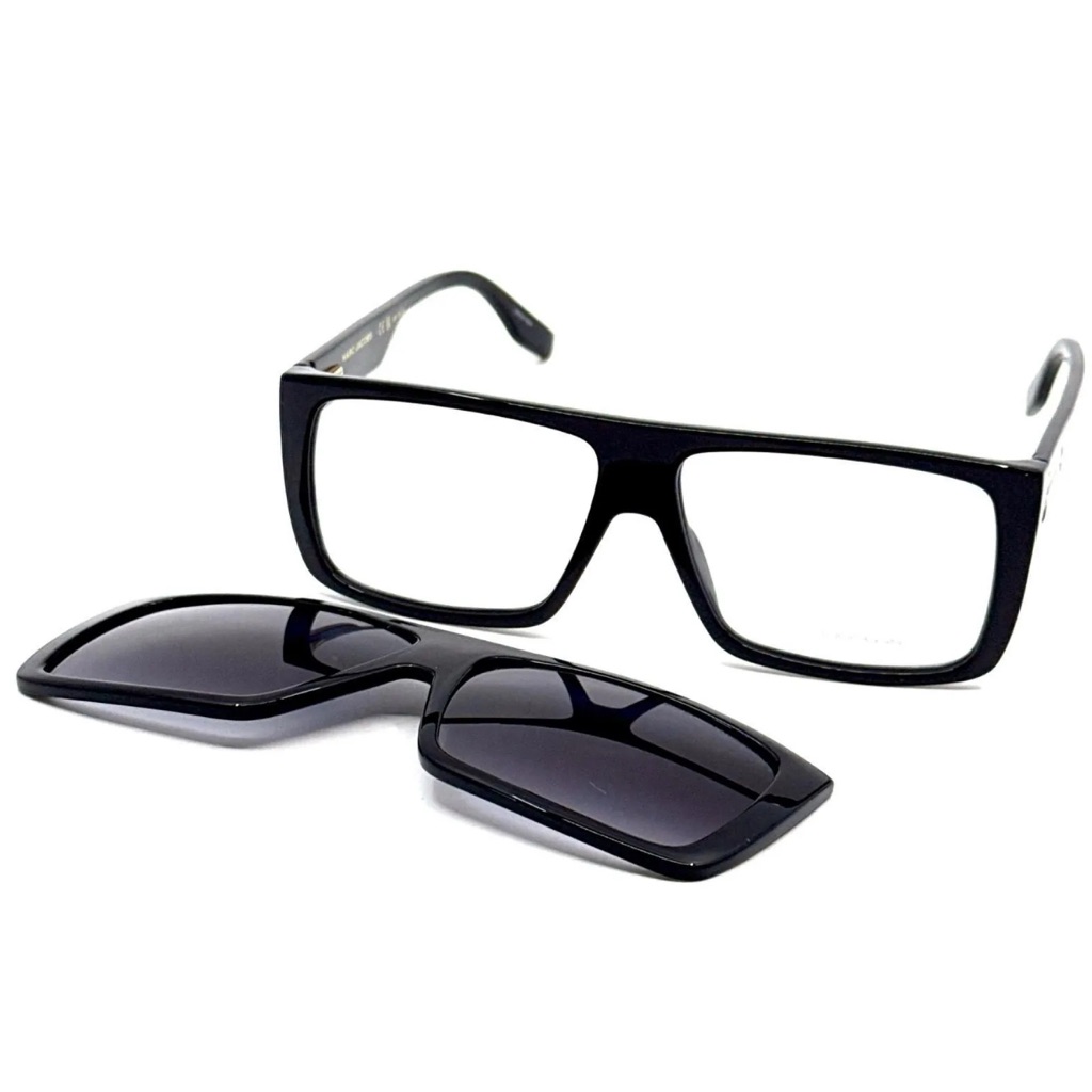 New Marc Jacobs Marc 672/Cs 0807 9o Clip On Sunglasses 2/1 Black Frame 58mm New